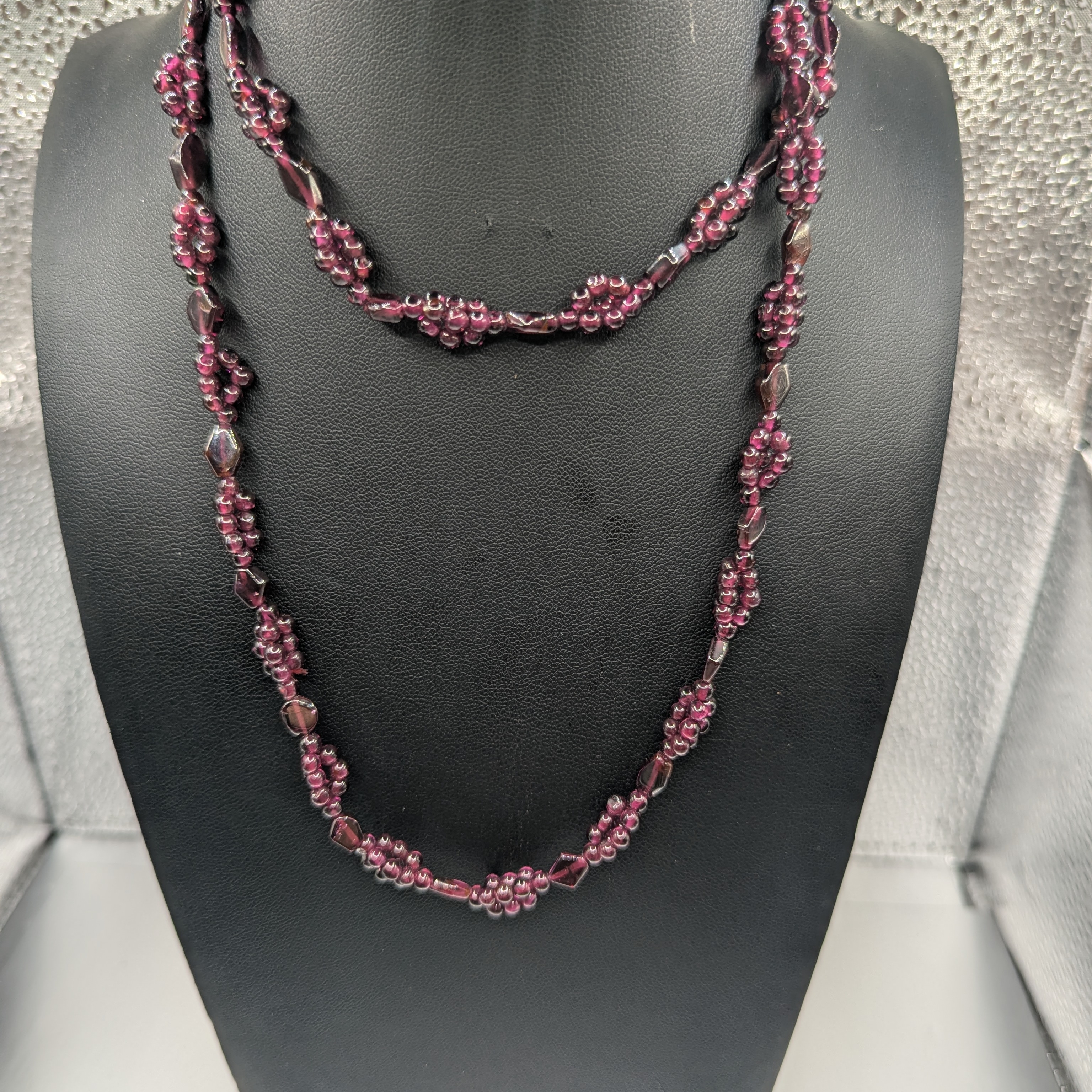 Antique Oprah Length Rhodolite Garnet Necklace